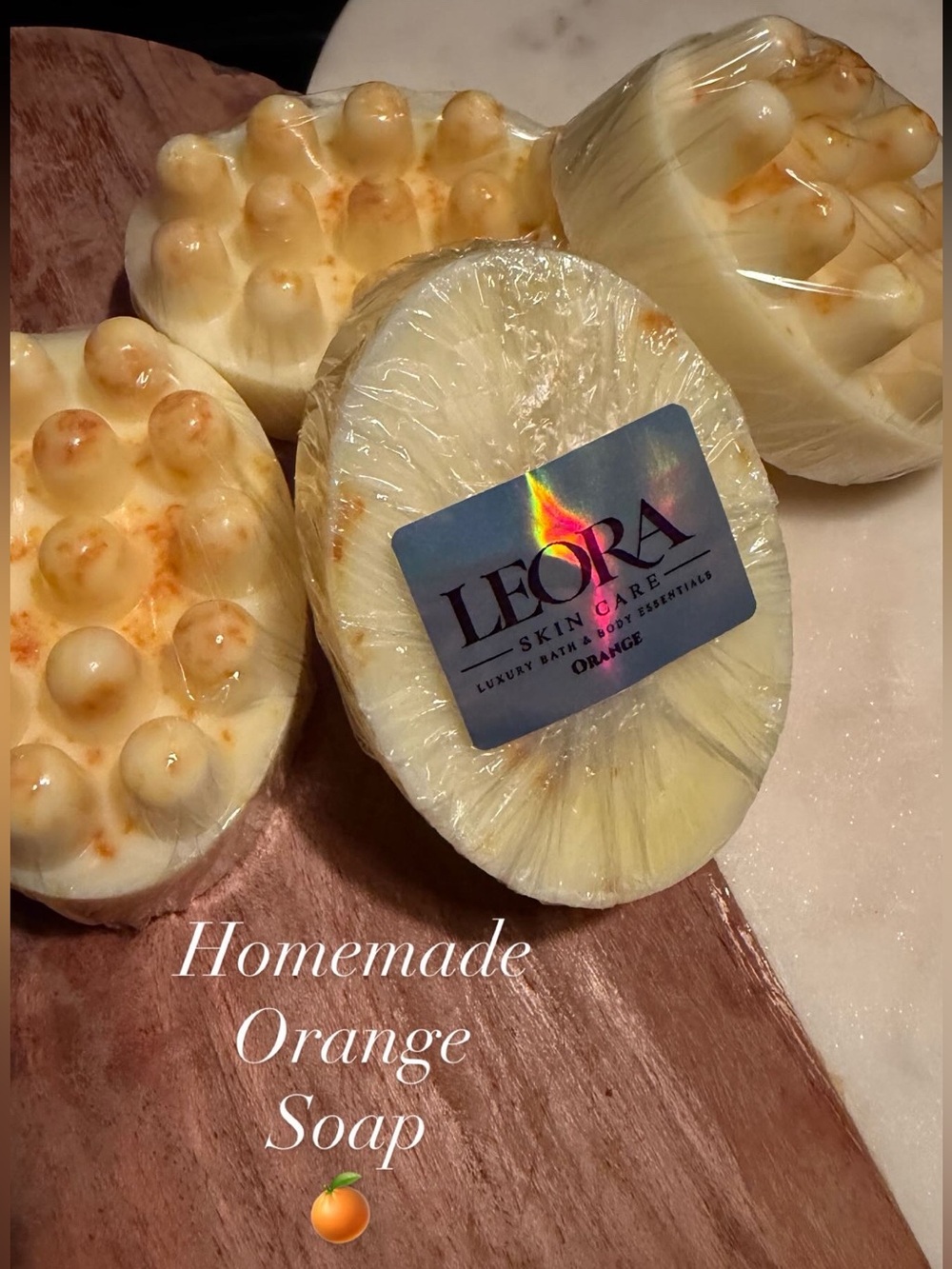 2 Leora Orange Scented Massage Soap